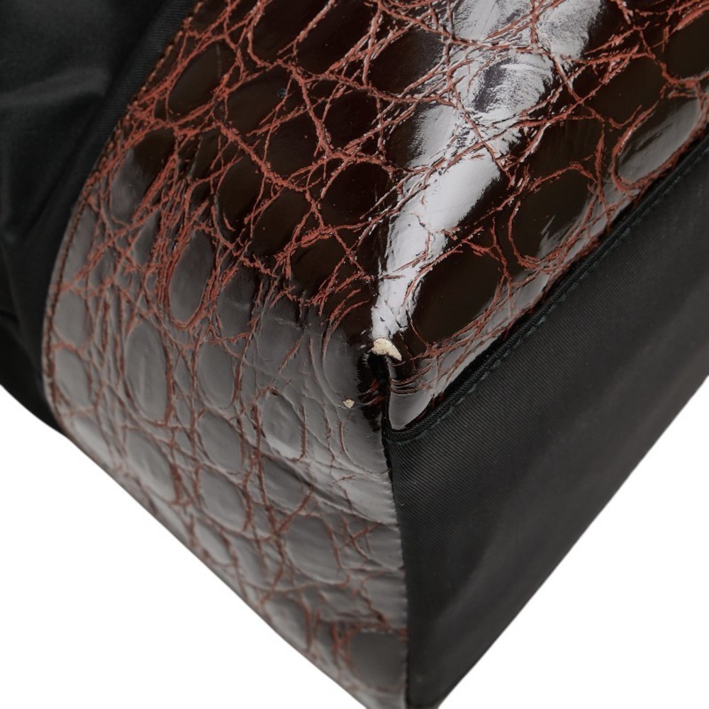 Prada Crocodile Brown Black Triangular Leather Ny… - image 4